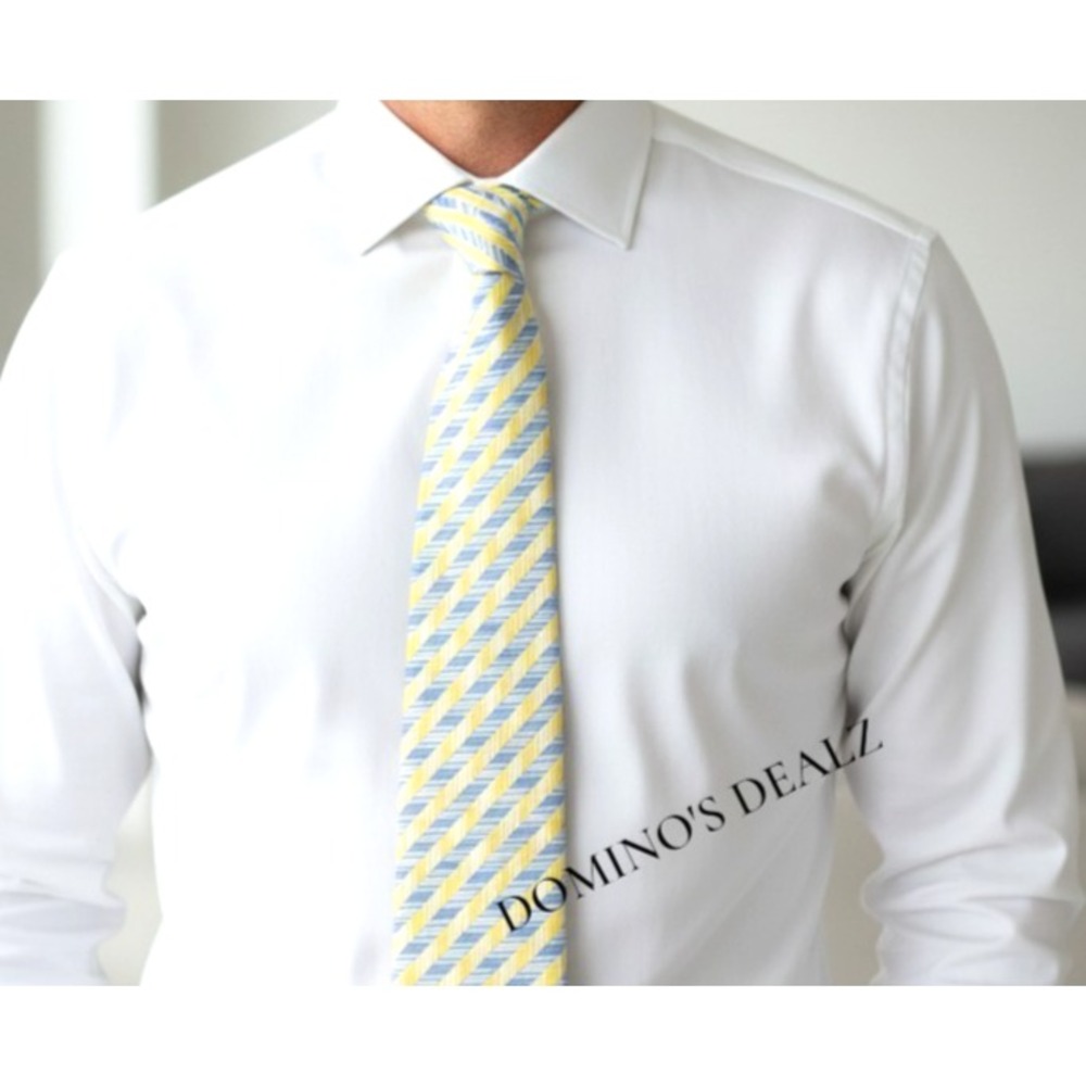 Silk Tie Pale Yellow Blue Geometric Business Wedding Mens Quality Tie CCS Sarar